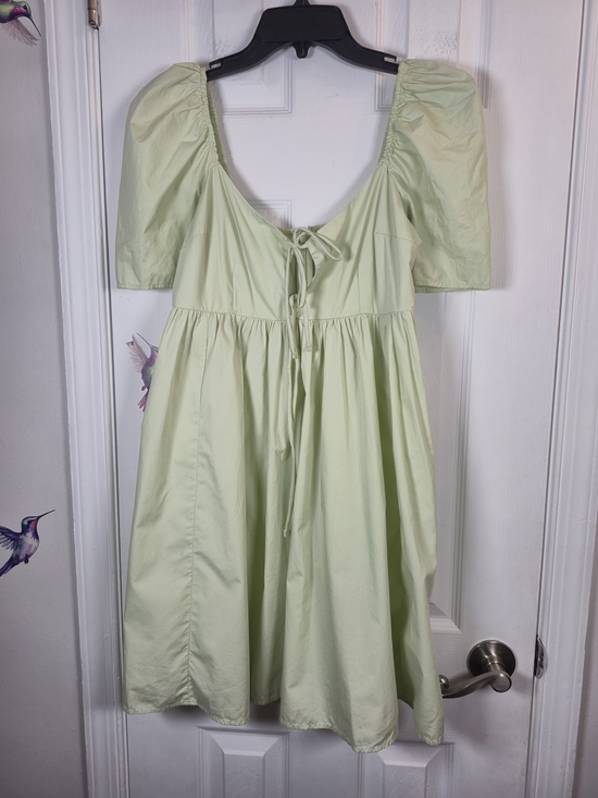 Abercrombie & Fitch Dresses & Skirts - Abercrombie & Fitch Mint Green Puff Sleeve Tie Front Babydoll Mini Dress S Tall